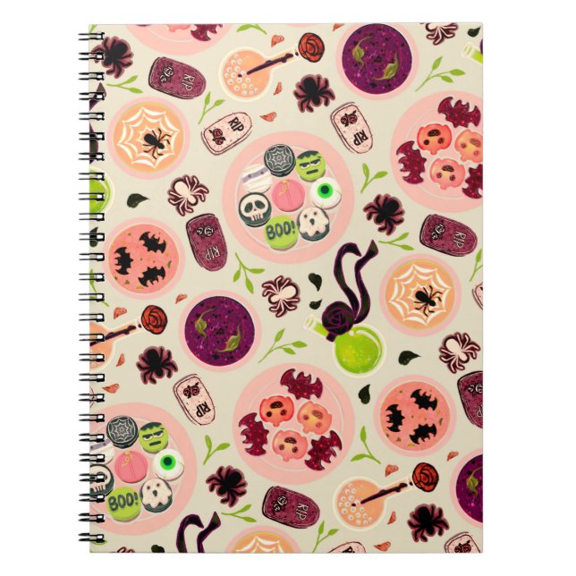 Espiral caderno de festas de chá de Halloween (Frente)