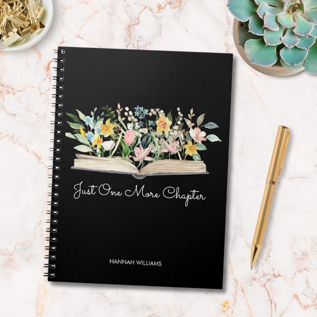 Espiral Caderno de Flores de Aquarela com Citação Personal (In situ)
