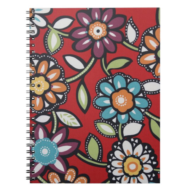 Espiral caderno de flores pintadas à mão (Frente)