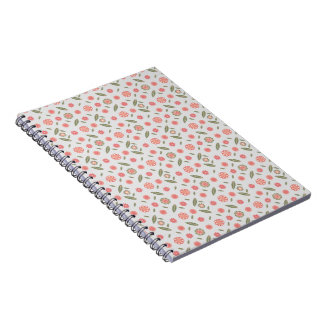 Espiral Caderno de Flores Rosa e Verde