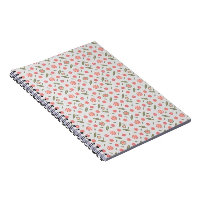 Espiral Caderno de Flores Rosa e Verde (Lado Direito)