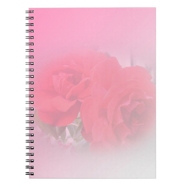 Espiral caderno de flores rosas vermelhas (Frente)