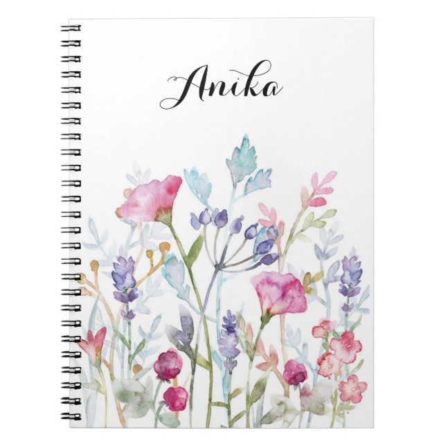 Espiral caderno de flores silvestres, caderno de nome pers (Frente)