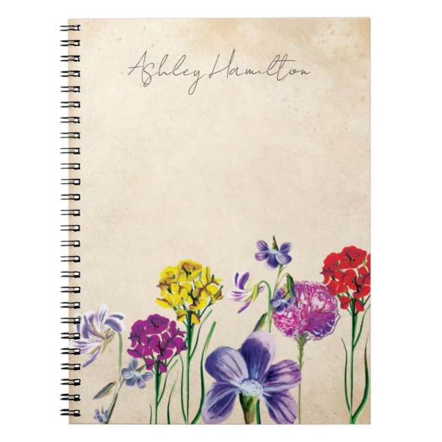 Espiral Caderno de Flores Silvestres Vintage (Frente)