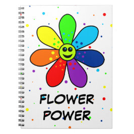 Espiral Caderno de flower power do arco-íris