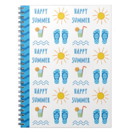 Espiral Caderno de Fotos com Padrão de Verão Feliz