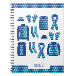 Espiral Caderno de Fotos de Itens com Padrão Argyle Azul