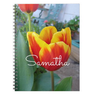 Espiral Caderno de Fotos do Jardim Floral de Tulipas Verme