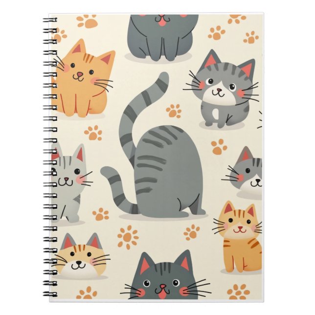 Espiral caderno de gato fofo (Frente)