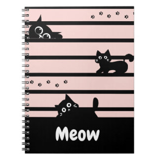 Espiral Caderno de Gato Preto Fofo