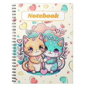 Espiral Caderno de Gatos Kawaii Fofos