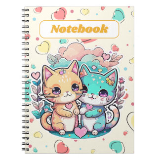 Espiral Caderno de Gatos Kawaii Fofos