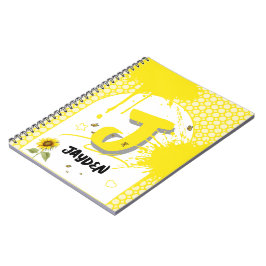 Espiral Caderno de Girassol com Borboletas em Aquarela