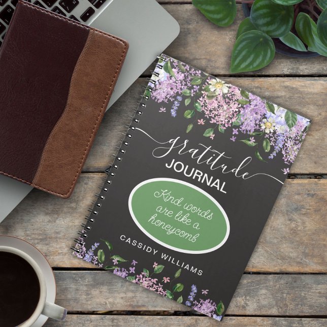 Espiral Caderno de gratidão das flores de lavanda (Criador carregado)