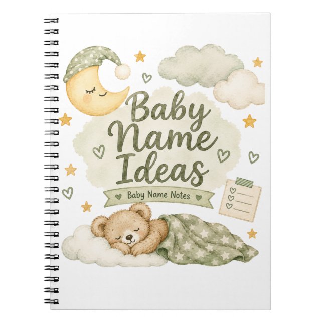 Espiral Caderno de Ideias de Nomes de Bebê  (Frente)