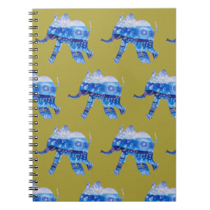 Espiral Caderno de ilustração do elefante bebê Mandala