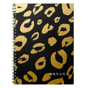 Espiral Caderno de Impressão Leopardo Guepardo Dourado (QU
