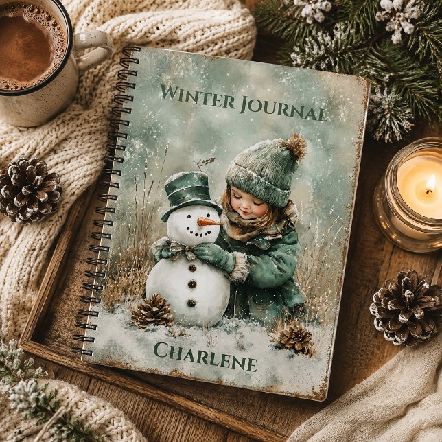 Espiral Caderno de Inverno de Menina Rústica com Boneco de (Criador carregado)