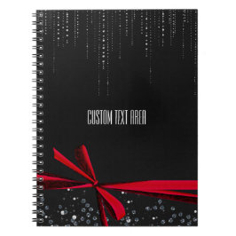 Espiral Caderno de Jornal com Laço Vermelho Brilhante e Fi