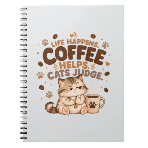 Espiral Caderno de Julgamento de Gatos que Ajudam o Café n