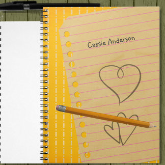 Espiral Caderno de Lápis Laranja e Doodles
