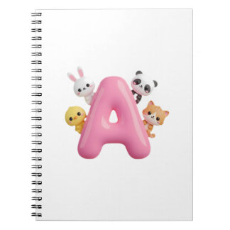 Espiral Caderno de Letras Balão Rosa 3D A – Animais da Flo