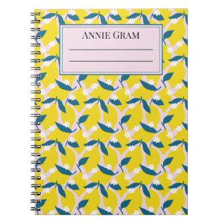 Espiral Caderno de Limões & Folhas Azuis Caprichosos