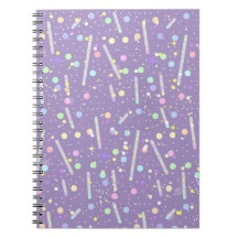 Caderno de linhas e pontos alegres roxo azul