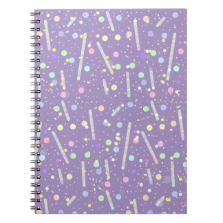 Espiral Caderno de linhas e pontos alegres roxo azul