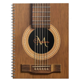 Espiral Caderno de madeira morno da guitarra acústica