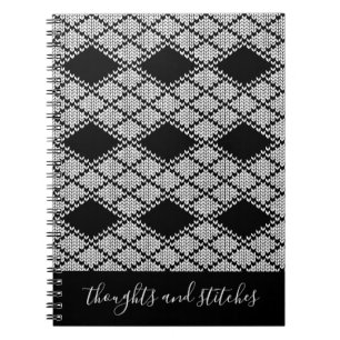 Espiral CADERNO DE MALHA ARGYLE PRETA 6,5x8,75 + Texto