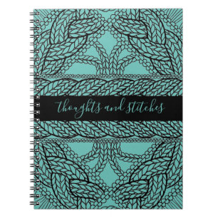 Espiral CADERNO DE MALHA EM CABO TURQUESA 6,5x8,75 + Texto