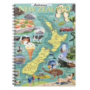 Espiral Caderno de Mapa da Nova Zelândia