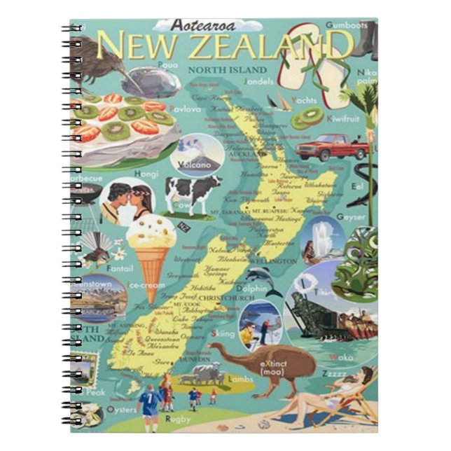 Espiral Caderno de Mapa da Nova Zelândia (Frente)
