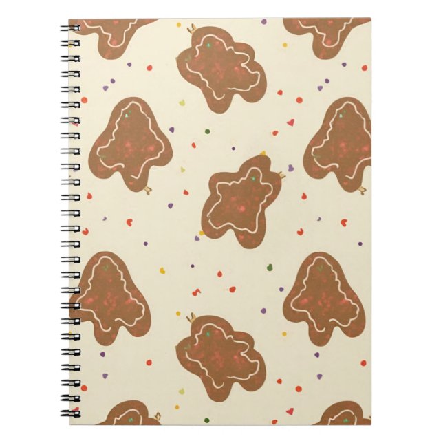 Espiral Caderno de Marfim com Padrão de Massa de Biscoito (Frente)
