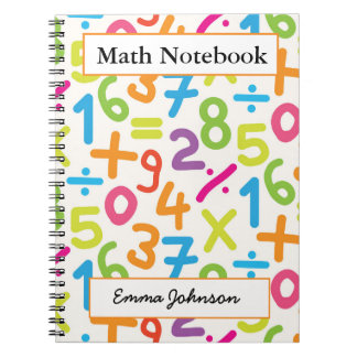 Espiral Caderno de Matemática Personalizado com Números Co
