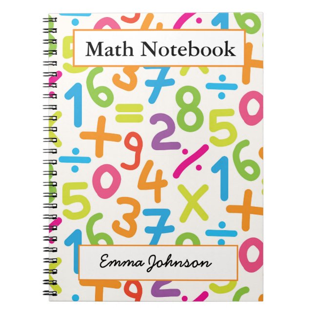 Espiral Caderno de Matemática Personalizado com Números Co (Frente)