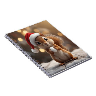 Espiral Caderno de Meninas Esquilo de Natal Fofo