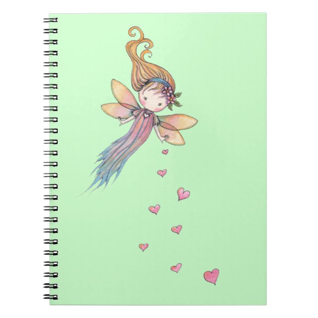 Espiral Caderno de Meninas Fada Doce com Corações (Frente)