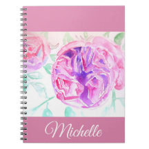 Caderno de Meninas Lilás Aguarela Rosa Rosa