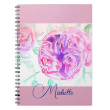 Caderno de Meninas Rosa Lilás Aquarela Rosa