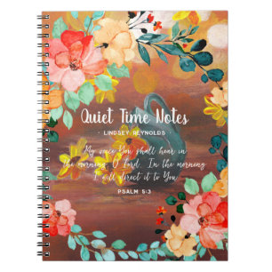 Espiral Caderno de Monograma Floral de Verão Brilhante par