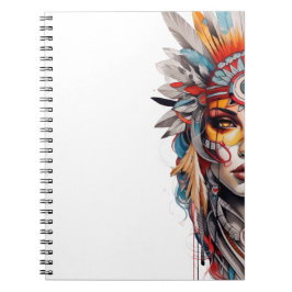 Espiral Caderno de Mulher Tribal Boho Aquarela