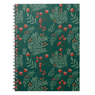 Espiral Caderno de Natal de Frutas Vermelhas Botânicas