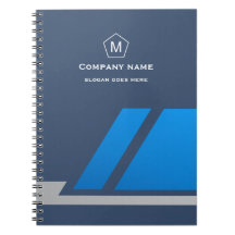 Caderno de Negócios Geométrico Azul Moderno