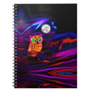 Espiral Caderno de néon do flash do temporal da coruja