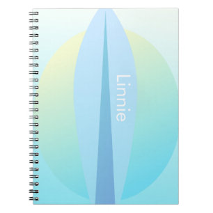 Espiral Caderno de Nome Sol Ombre de Surf Azul