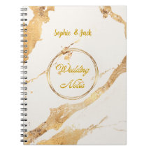 Caderno de Notas de Casamento em Mármore Dourado E