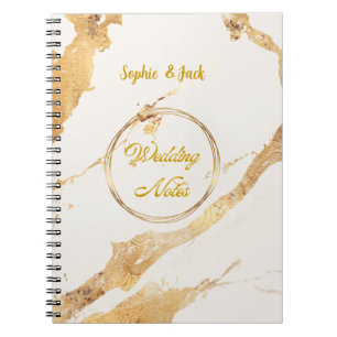 Espiral Caderno de Notas de Casamento em Mármore Dourado E