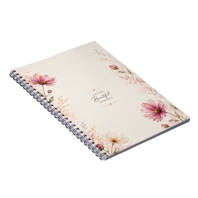 Espiral Caderno de Notas Florais Pensamentos Lindos |  (Lado Direito)